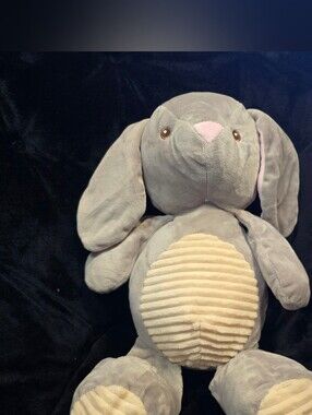Kellytoy Gray Bunny Rabbit Plush Doll, Washable, Beige/Pink, 2017 Medium